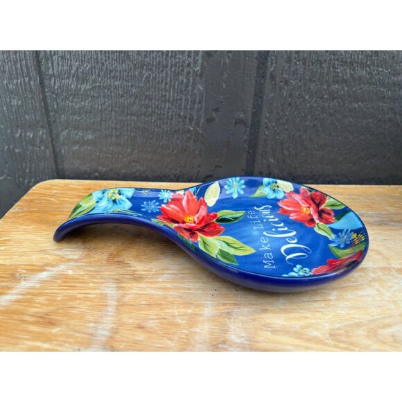The Pioneer Woman Spring Bouquet Spoon Rest Floral Stoneware Make Life Delicious - Picture 4 of 6